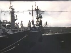 Nato ship in harbour Stock Footage