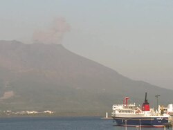 Ash erupts from Sakurajima volcano, Japan Stock Footage