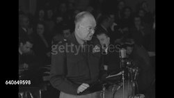 Gen. Dwight Eisenhower stresses need for continued selective service readiness as he testifies at Congressional hearing News Clip