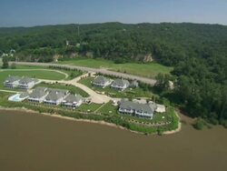 AERIAL WS View of Houses near Mississippi river / St Louis, Missouri, United States Stock Footage