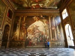Completed West Wall In The Painted Hall In The Royal Navy College Stock Footage