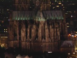 MS, HA, Cologne cathedral illuminated at night, Germany Stock Footage