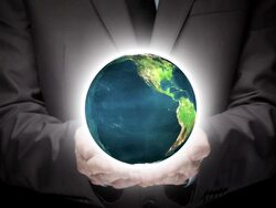Businessman holding illuminated globe Stock Footage