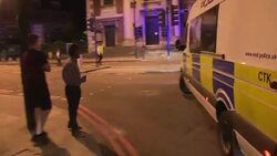 Police officers clearing the area in the aftermath of the London Bridge terror attack News Clip