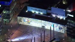 MediaCityUK Aerials - ITV Leaders Debate Branding News Clip