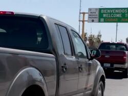 April 9 2009 MS PAN Mexican Soldiers pulling cars over at Mexican and US border, Juarez, Chihuahua, Mexico, AUDIO Stock Footage