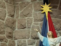 A statue with religious connotations in a church Stock Footage