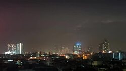 Many lightning are over of city lights. Stock Footage