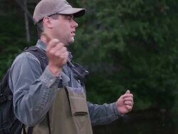 CU TD Shot of Flyfishing on Long Pond River in Northern / Maine, United States Stock Footage