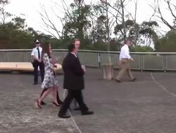 Duke and Duchess of Cambridge Arrive at the Three Sisters Stock Footage