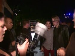 Darren Criss & Chord Overstreet  at Delta Air Line Stock Footage