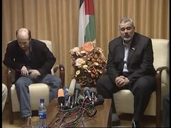 BBC journalist Johnston and deposed PM Haniyeh give presser News Clip