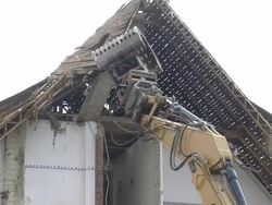 MS Demolition of apartment block / Saarburg, Rhineland-Palatinate, Germany Stock Footage