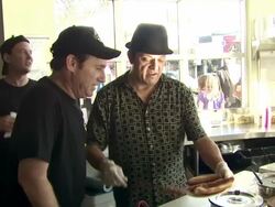 Mike Binder, Paul Rodriguez at the Coney Dog Grand Opening Benefiting The Midnight Mission at West Hollywood CA. (Footage by WireImage Video/Getty Images Entertainment Video) Stock Footage