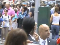 Sam Champion outside TV Studios in New York, 07/02 Stock Footage