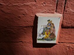 CU Painted tile of Hindu Deity / India Stock Footage