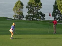 A woman playing golf. - Slow Motion Stock Footage