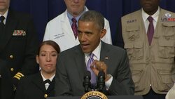 The President announced plans to withdraw nearly all U.S. troops sent to help in the response to Ebola.  He says the U.S. now enters second phase in campaign to stamp out the deadly disease. (Feb 11) News Clip