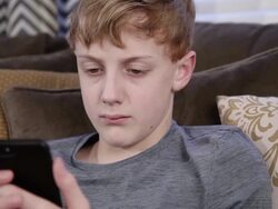 Texting Boy Stock Footage