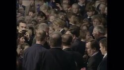 Bill Clinton meeting factory workers News Clip