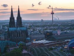cologne cathedral at twilight time Stock Footage