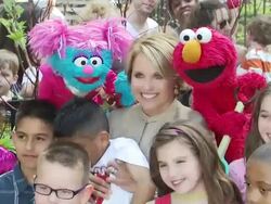 Katie Couric, Elmo and participants at the Katie Couric and Sesame Street Muppets - When Families Grieve at New York NY. (Footage by WireImage Video/GettyImages) Stock Footage