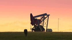 HD: Pumpjack at Sunset Stock Footage