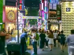 Myeongdong Street Night Market Stock Footage