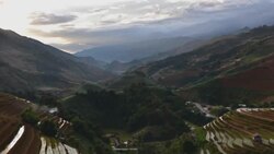 terraced rice field in Mu Chang Chai, Vietnam Stock Footage