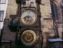 MCU Astronomical clock of old town hall, Prague, Czech Republic Stock Footage