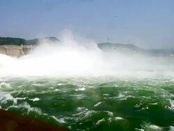 Reservior on ChangJiang River of China Stock Footage