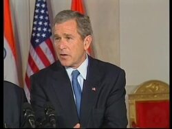 Bush meets with Indian PM Vajpayee in Washington. News Clip