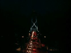 WA High angle view of traffic crossing Lions gate bridge, Vancouver, Canada Stock Footage
