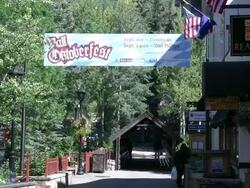 Oktoberfest banner in Vail Stock Footage