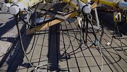 Detached masts and rigging of sailing ship Stock Footage