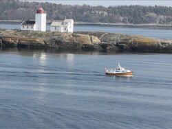 Small boat passing. Stock Footage