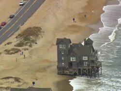 MS AERIAL ZO Shot of Rodanthe / North Carolina, United States Stock Footage