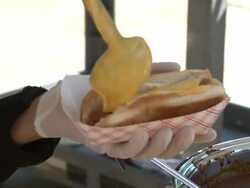 Nacho Hot Dog At Hot Dog Fest Stock Footage