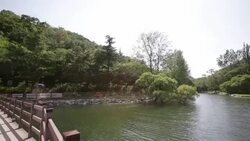 View of reservoir of Mt. Geumo(famous travel area) Stock Footage