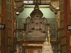 Pull Back Shot Interior Jain Temple Bikaner Rajasthan India Stock Footage