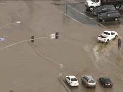 Severe Flooding Affects Riverside County in California Stock Footage