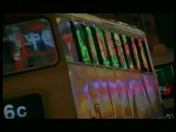 CU Reflections of neon lights in windows of passing buses, Hong Kong, Angled Stock Footage