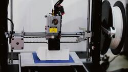 Three dimensional 3D printing machine in action Stock Footage