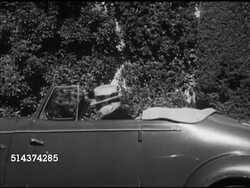 1930s: PREVIOUS CABINETS: Charles Evans Hughes w/ man at door, Herbert Hoover driving convertible, opening suicide door, walking into home. 1940s: MS Henry Stimson w/ General George C. Marshall, Secretary of the Navy on door, Frank Knox w/ pipe. Instructional Video