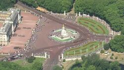 RAF flypast to mark the 75th anniversary of the Battle of Britain. News Clip