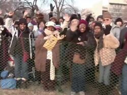 January 20, 2009 WS MONTAGE Cheering spectators at the inauguration of Barack Obama / Washington DC / AUDIO Stock Footage