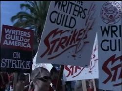 The cast of the ABC hit 'Grey's Anatomy' walk the picket line in support of the Writers Guild workers on strike. News Clip