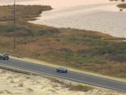 MS AERIAL TS ZI cars moving on street / North Carolina, United States Stock Footage