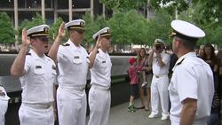 Nineteen service members from the U.S. Navy, Marine Corps and Coast Guard have reenlisted or been promoted at a ceremony at the National September 11 Memorial in Manhattan. (May 23) Instructional Video
