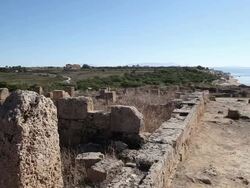 Selinunte, view from the Acropolis to the coast and the Mediterranean sea Stock Footage